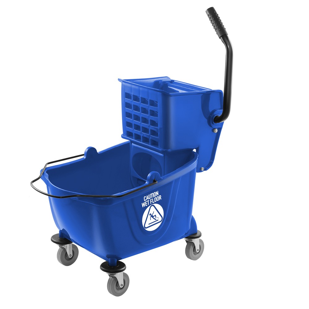 Commercial Mop Bucket & Side Press Wringer – 26 Quart Blue