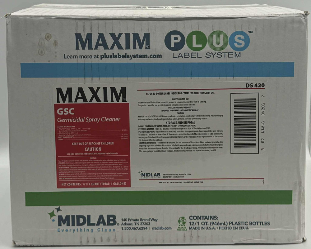 12PK Maxim GSC Germicidal Spray Cleaner ~ 946mL EACH ~ #DS420 ~ FAST SHIPPING