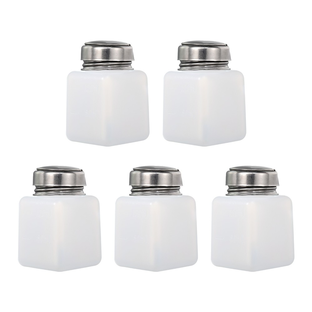5Pack 4 Oz/120ml Alcohol Push Down Pump Dispenser Bottle Press White
