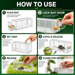 AOVSTOXIC Humane Mouse Traps for Home – Reusable No-Touch Live transparent