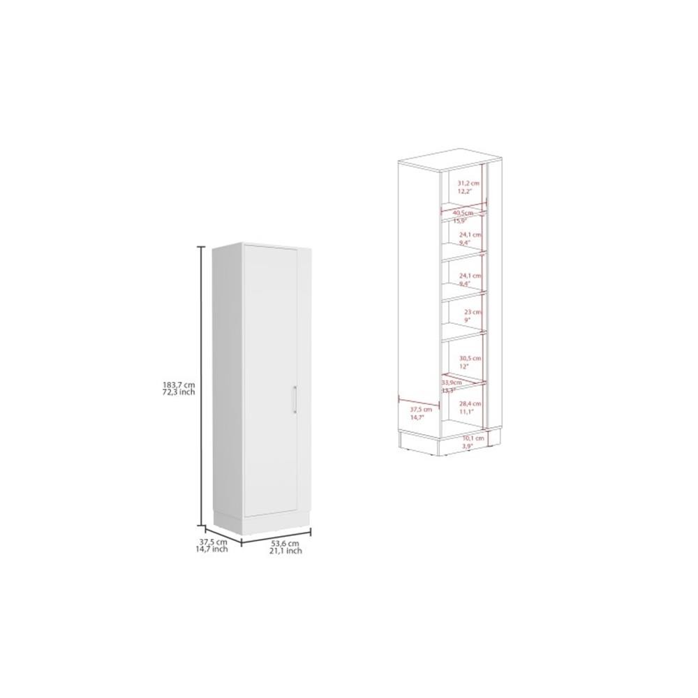 Pemberly Row Contemporary Engineered Wood Storage Cabinet in White