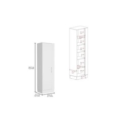 Pemberly Row Contemporary Engineered Wood Storage Cabinet in White