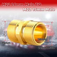 M MINGLE Metric M22 15mm Male Thread to 14mm Male, Brass – colored