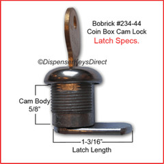 Bobrick Cam Lock Set #234-44 for Coin Box Sanitary Napkin Vending Units (1/set)