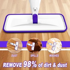 Spray Mops for Hardwood Floor Cleaning: Purple Mop with pads,