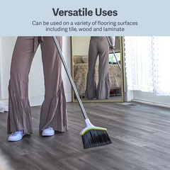 Casabella Basics 2-Piece Angled Broom and Dustpan Set, 2-Piece, Silver/Green