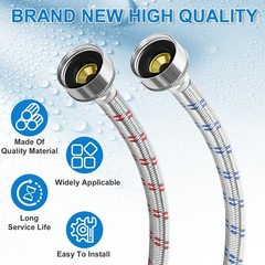 Cenipar Washing Machine Hoses 6FT straight 6FT-Stainless Steel, Blue&Red