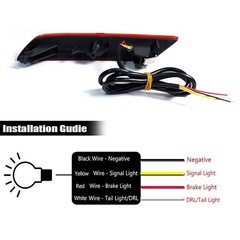 Rear Bumper Reflector Brake Signal Tail Light Red 2Pcs Honda Civic 13-15