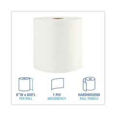 Boardwalk 35XTRA 8″ x 800′ 1-Ply Xtra Roll Towels – White (6/Carton) New
