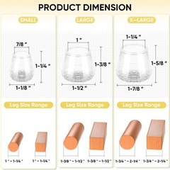 BALEINE Silicone Chair Leg Floor Protectors, Stool Round S, Clear-16pcs