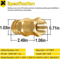 ATVs Spot Boomless Spray Nozzle 1/2″ FPT #5 Orifices 90° 180° Cap 2.0 GPM 40 PSI