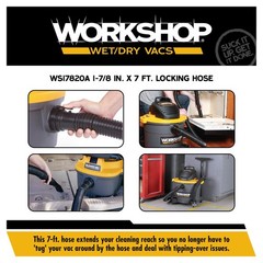 WORKSHOP Wet/Dry Vacs Shop Vacuum Accessories 1.875 inches x 84 inches, Black