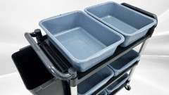 NEW Cleaning Cart Bus Tables Janitorial Housekeeping 6 Wash Trash Can Janitor