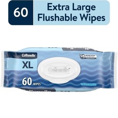 Flushable Wipes 60 Count Hypoallergenic XL Wet Wipes Shower Fresh Clean New