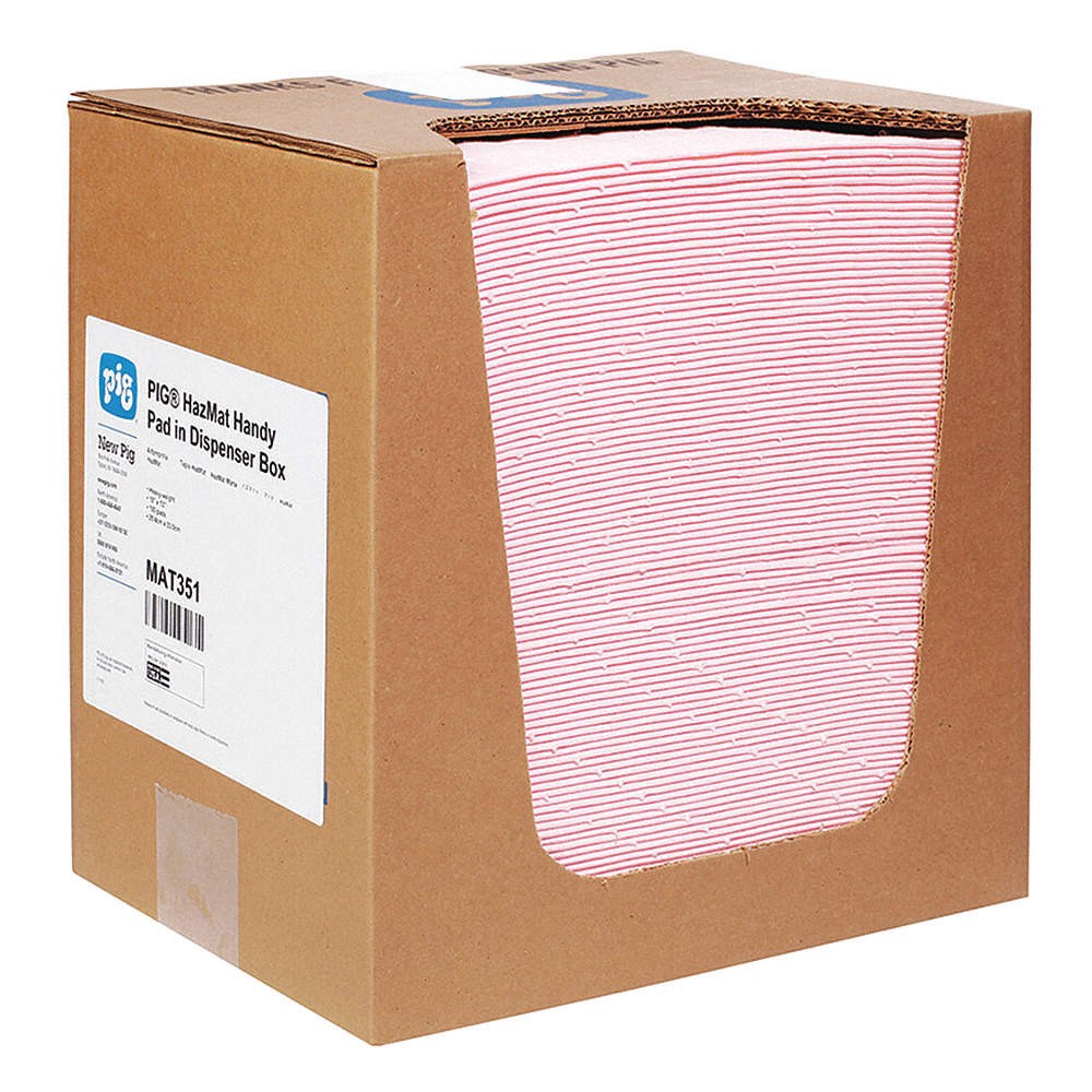 PIG MAT351 Absorbent Pad,Chem/Hazmat,Pink,PK100 30RA59