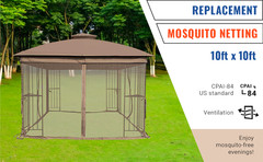 Universal 10′ x 10′ Gazebo Replacement Mosquito Netting (Tan)