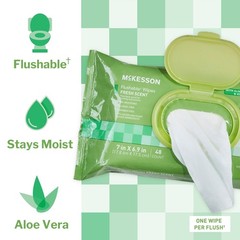 McKesson Flushable* Personal Wipe 6-9/10 X 7 Inch FLF48 12 Pack 576 Wipes