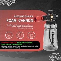 Raincovo Foam Cannon Wide Mouth for Pressure 254.1 cubic inches, Black Clear