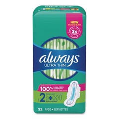 Always 97020 Size 2 Ultra Thin Super Absorbent Pads with Wings (3/Carton) New