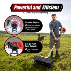52CC Handheld Sweeper Broom Gas Power Driveway Turf Artificial Grass Snow Clean