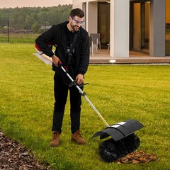 Heavy Duty 2.3HP Power Sweeper 52cc Handheld Gas Powered Broom Snow Dirt Walkway