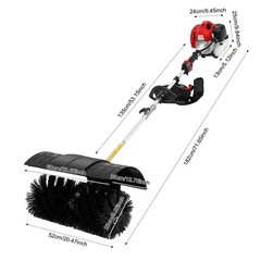 Heavy Duty 2.3HP Power Sweeper 52cc Handheld Gas Powered Broom Snow Dirt Walkway