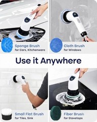 Cleanninja Electric Spin Scrubber for Cleaning, Adjustable 10″-50″, White