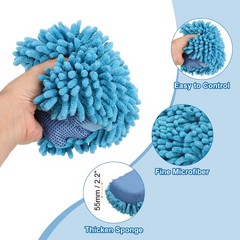 2pcs Microfiber Car Wash Sponge 8.7″x4.7″ Non-Scratch Foam Applicator Sky Blue