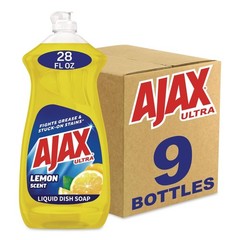 Ajax 44673 28 oz. Bottle Dish Detergent – Lemon Scent (9/Carton) New