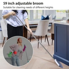 Angle Broom for Hardwood Floors – Soft Bristled Kitchen Broom, Off White