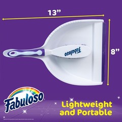 Fabuloso Brush and Dustpan Set Compact Hand Broom for Floor White Purple