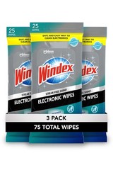 Windex Electronic Cleaning Wipes, Pre-Moistened 25 Count (Pack of 3), Blue