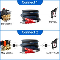 3/8” Pressure Washer Hose 25FT, Kink Resistant High Tensile Wire Braided Pow…