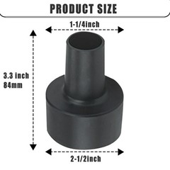 Universal Vacuum Hose Adapter 2-1/2 to 1-1/4 Inch Black Shop Vac Connector
