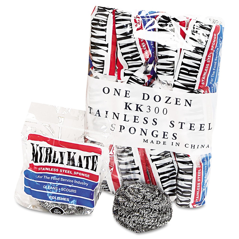 Kurly Kate 300 Stainless Steel Scrubbers – Medium/Steel Gray (12/Carton) New