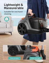 Aspiron Bagless Canister Vacuum 1600W HEPA Multi-Surface Cleaning Accessory Kit