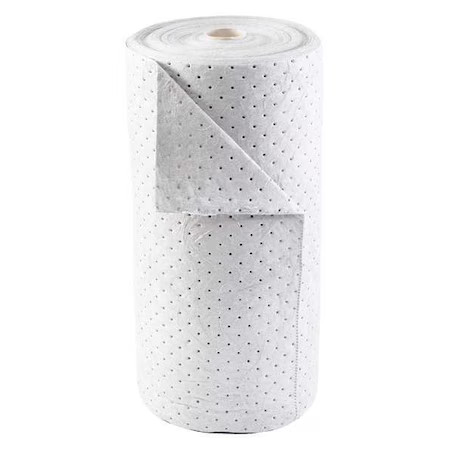 Brady Bro150 Sorbent Roll, 38 Gal, 30 In X 150 Ft, Oil, White, Polypropylene