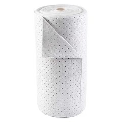 Brady Bro150 Sorbent Roll, 38 Gal, 30 In X 150 Ft, Oil, White, Polypropylene