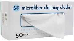 S&T INC. 50 Pack Microfiber Cleaning Cloth with Box, Bulk 50 Pack, White