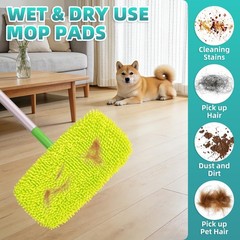 6 Pack Reusable Mop Pads Compatible with Swiffer Sweeper Mop, Green, Pink