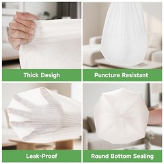 2.6 Gallon Small Trash Bags with Handles, White Bathroom Mini Garbage Bags, U…
