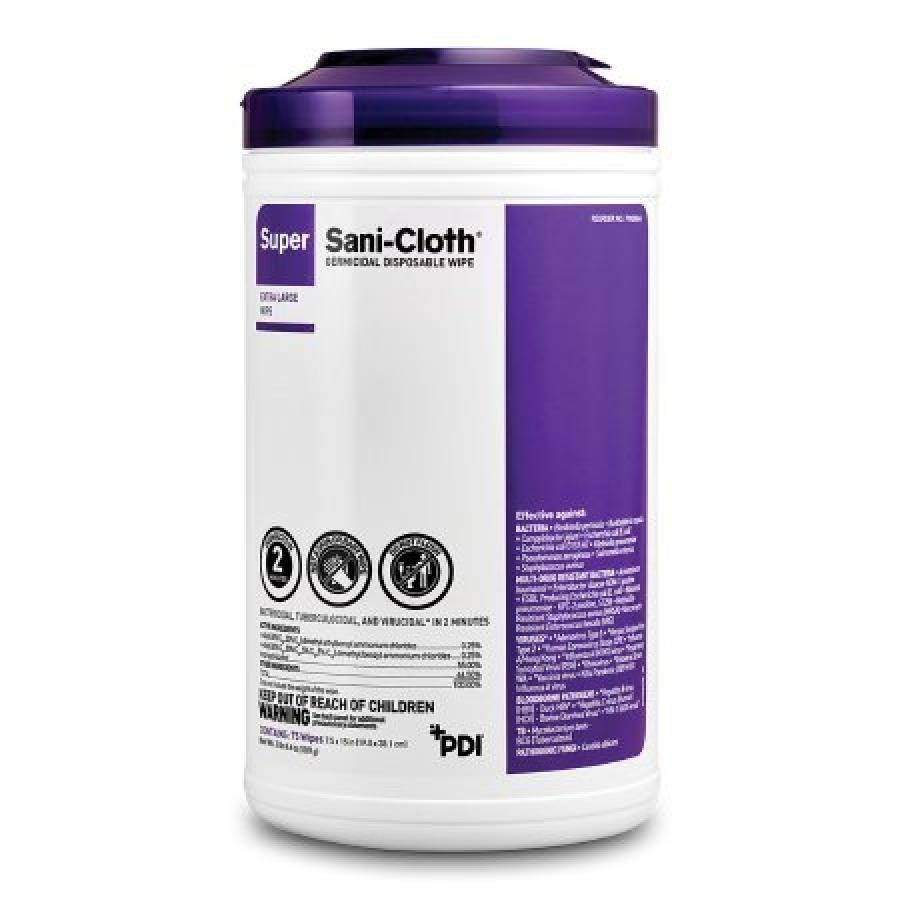PDI Super Sani-Cloth Surface Disinfectant Wipes Alcohol Scent Premoistened 75 Ct