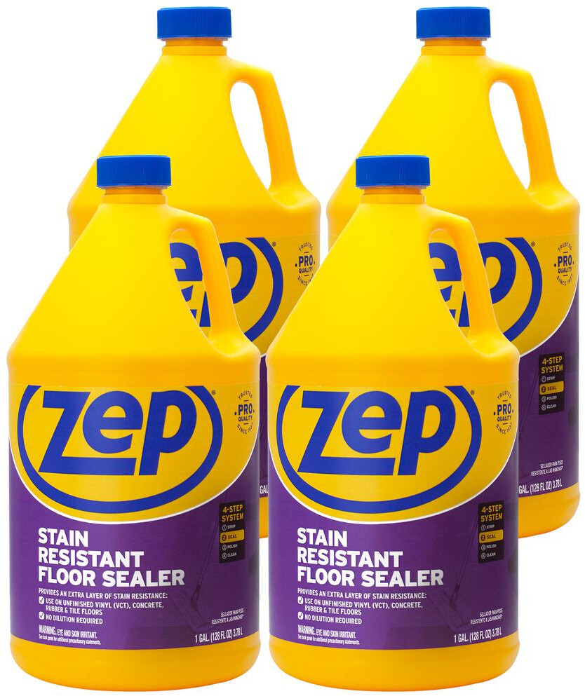 Floor Sealer Stain-Resistant Clear Gloss Coating Safe Commercial 4-Pack 128 oz.