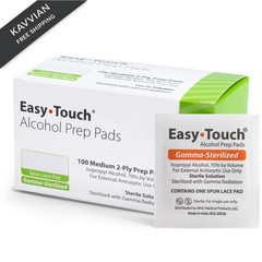 EasyTouch Gamma-Sterilized Alcohol Prep Pads, 100 Count (Pack of 1), Green