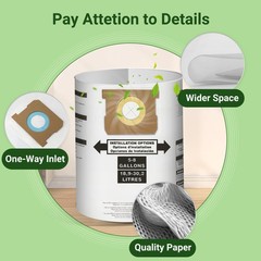 3 Pack Replacement for Shop Vac Bags 5-8 Gallon (3 pcs), White