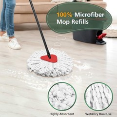 4 Pack Spin Mop Refill Replacement Head whitemop-4+1, 4pc+base 1pc