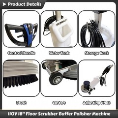 110V 18″ Floor Scrubber Buffer Carpet/Floor Cleaning and Polishing Machine