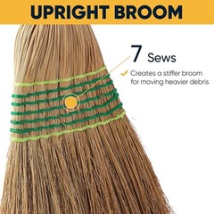 Yocada Heavy-Duty Corn Broom Commercial Indoor Outdoor 59.8 inch Black