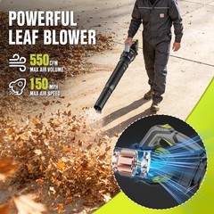 EWORK Leaf Blower Cordless, 20V 550CFM Powerful Electric Leaf Blower with 2 B…