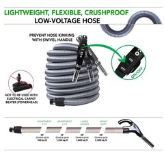 Ovo Universal Central Vacuum 30Ft Voltage Hose Switch Control At The Handle